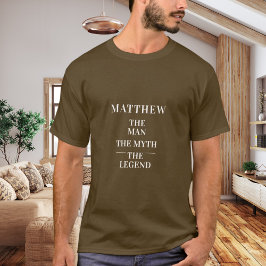 Man mythe legende naam bruin t-shirt
