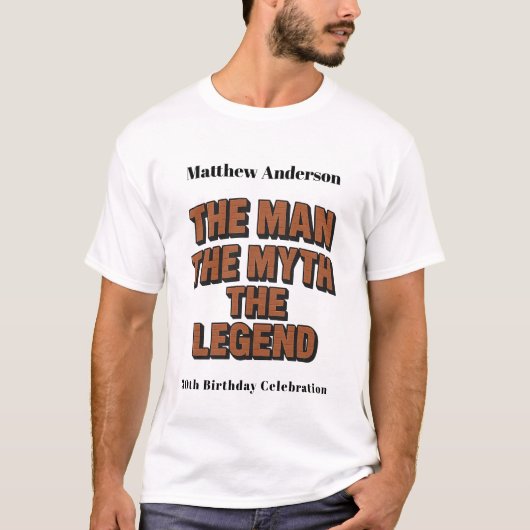 Man mythe legende naam Fun Brick Wall Verjaardag T-shirt (Voorkant)