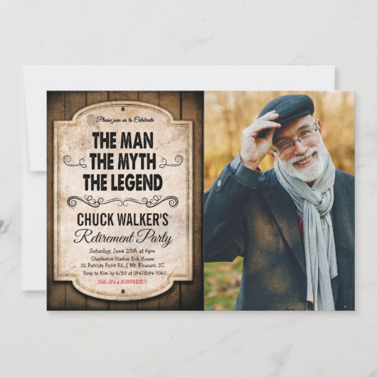 Man Mythe Legende Pensioen Uitnodiging (Voorkant)