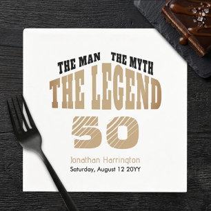 Man Mythe Legende Vet Gegraveerd Zwart Goud 50ste Servet