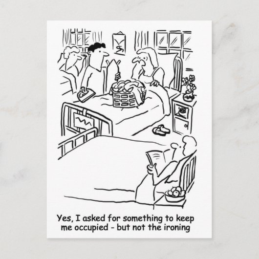 Man neemt strijken over vrouw in ziekenhuis briefkaart (Voorkant)