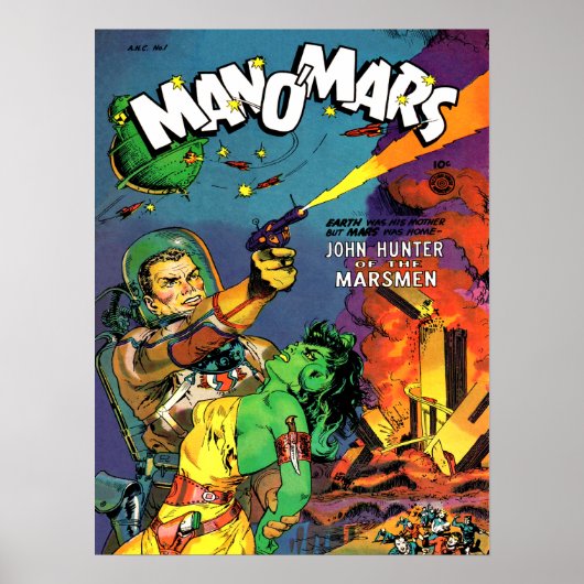 MAN O' MARS Cool  Comic Book Hoesje Art Poster (Voorkant)