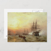Man-o'-War brengt saluut bij zonsondergang Briefkaart (Voorkant / Achterkant)