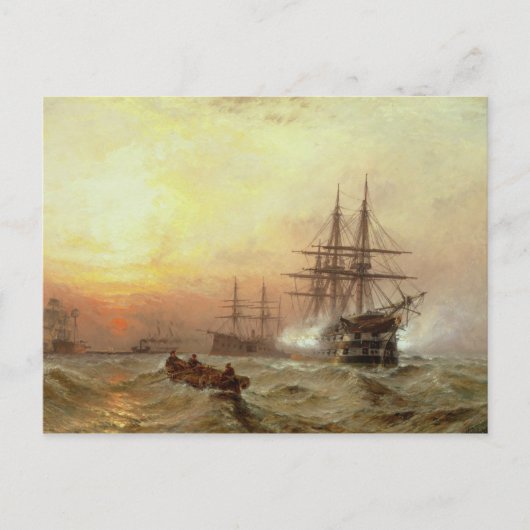 Man-o'-War brengt saluut bij zonsondergang Briefkaart (Voorkant)