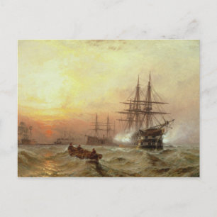 Man-o'-War brengt saluut bij zonsondergang Briefkaart