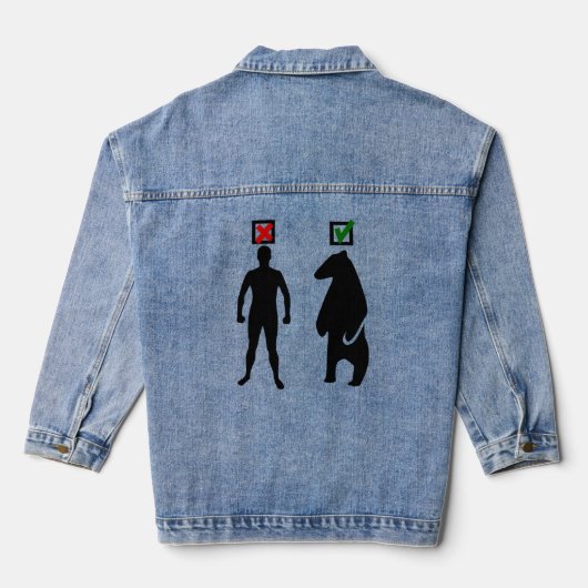 man of beer feministische meme zwart denim jacket (Achterkant)