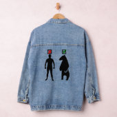 man of beer feministische meme zwart denim jacket (Hangar)