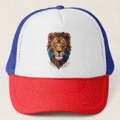 "Man of Faith Lion T-Shirt – Bold Christian Graphi Trucker Pet (Voorkant)