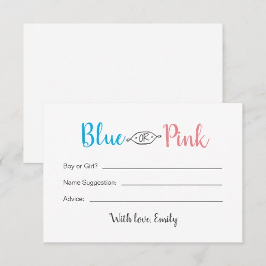 Man of Girl Baby Gender Reopenbaarle Card Notitiekaartje (Voorkant / Achterkant)