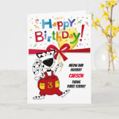 Man of Girl Cute Cartoon Cat 3rd Birthday Kaart (Gele Bloem)