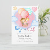 Man of Girl Gender onthullen Baby Animal Invitatio Kaart (Staand voorkant)