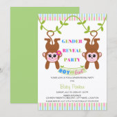 Man of Girl Monkey Gender Reopenbaart feest Kaart (Voorkant / Achterkant)