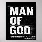 Man Of God Christian Dad Bible Verse Timothy 6 11  Poster (Voorkant)