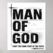 Man Of God Christian Dad Bible Verse Timothy 6 11  Poster (Voorkant)