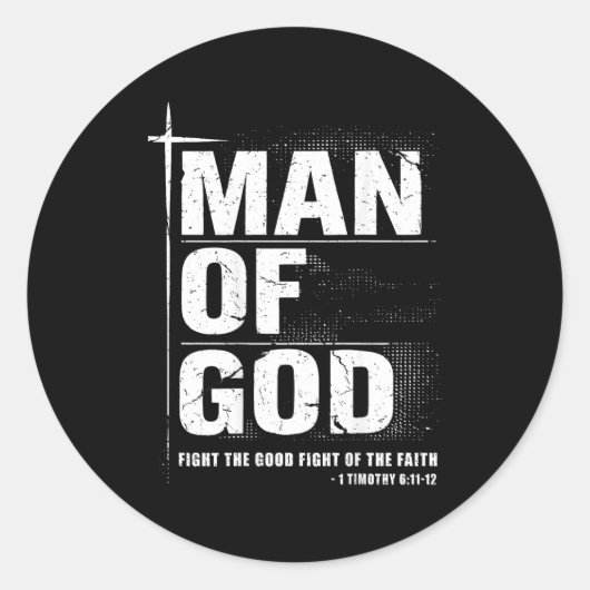 Man Of God Christian Dad Bible Verse Timothy 6 11  Ronde Sticker (Voorkant)
