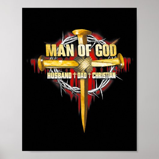 Man Of God Husband Dad Christian Jesus Apparel Poster (Voorkant)