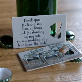 Man of Honor Bedankt Creditcard Flesopener Creditkaart Flessenopener