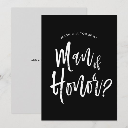 Man of Honor | Huwelijk op maat geschnitten script Kaart (Voorkant / Achterkant)