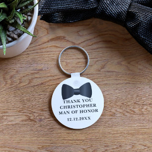 Man of Honor Zwarte strik bruiloft favor sleutelha Sleutelhanger