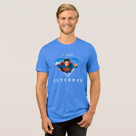 Man of Steel in Flight Tri-Blend Shirt (Voorkant volledig)