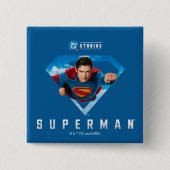 Man of Steel in Flight Vierkante Button 5,1 Cm (Voorkant)