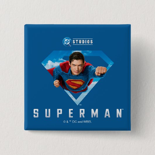 Man of Steel in Flight Vierkante Button 5,1 Cm (Voorkant)