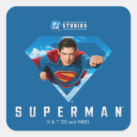 Man of Steel in Flight Vierkante Sticker (Voorkant)