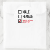 Man of Vrouw? Maak je geen zorgen Ronde Sticker (Tas)