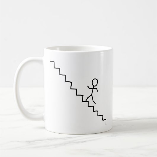 Man omhoog omhoog, mok trappen (Links)