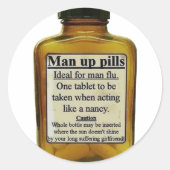 Man omhoog pillen ronde sticker (Voorkant)