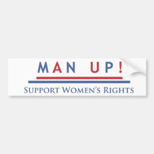Man omhoog: Steun voor de rechten van de vrouw Bumpersticker