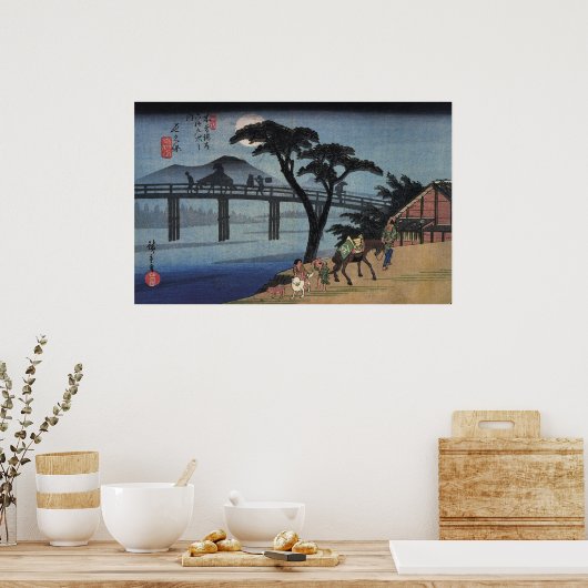 Man on horseback crossing a bridge poster (Keuken)