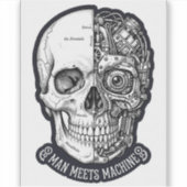 Man Ontmoet Machine Schedel Sticker Biker Cyborg D (Voorkant)