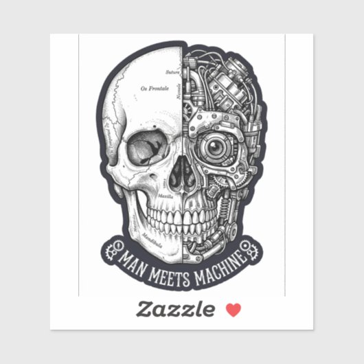 Man Ontmoet Machine Schedel Sticker Biker Cyborg D (Vel)