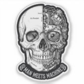 Man Ontmoet Machine Schedel Sticker Biker Cyborg D (Voorkant)