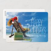 Man ontspannen op het strand in Santa's pet Feestdagenkaart (Voorkant / Achterkant)