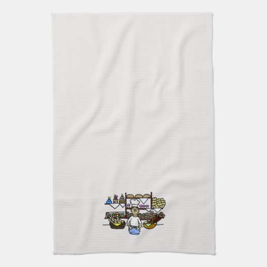 Man op bakkerij bij keukenzeugen theedoek (Verticaal)