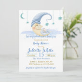 Man op de maan Baby shower uitnodiging (Staand voorkant)