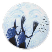 Man op de maan en heksenknoppen keramische knop (Voorkant)