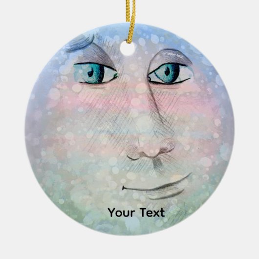 Man op de maan keramisch ornament (Voorkant)