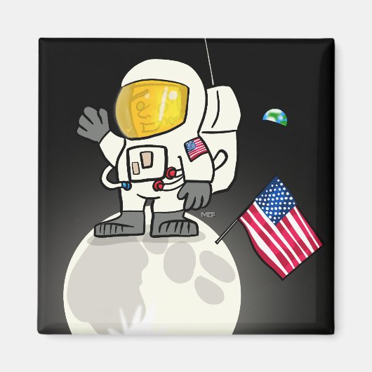 Man op de maan Magnet (Voorkant)