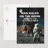 Man op de maan reuzenleder voor de mensheid briefkaart (Voorkant / Achterkant)