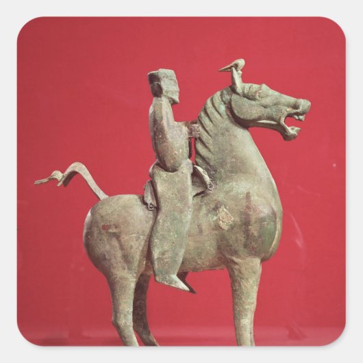 Man op de terugzending van Wu-wei, Kansu Vierkante Sticker (Voorkant)