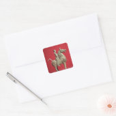 Man op de terugzending van Wu-wei, Kansu Vierkante Sticker (Envelop)