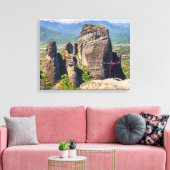 Man op de top van de berg canvas afdruk (Insitu (Woonkamer))