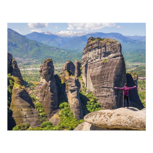 Man op de top van de berg foto afdruk (Voorkant)