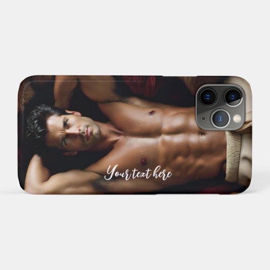 Man op een Bearskin vloerkleed Case-Mate iPhone Case (Achterkant (horizontaal))