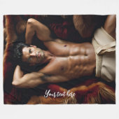 Man op een Bearskin vloerkleed Fleece Deken (Voorkant (Horizontaal))