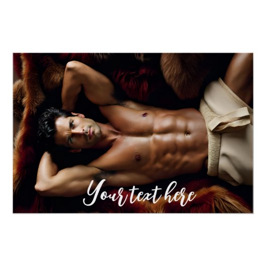 Man op een Bearskin vloerkleed Perfect Poster (Voorkant)