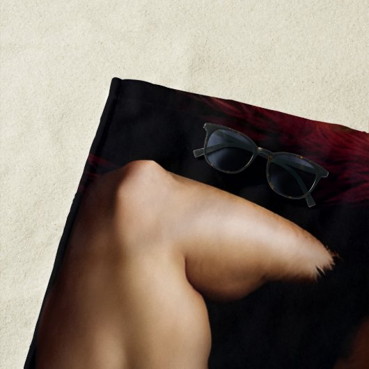 Man op een Bearskin vloerkleed Strandlaken (In situ)